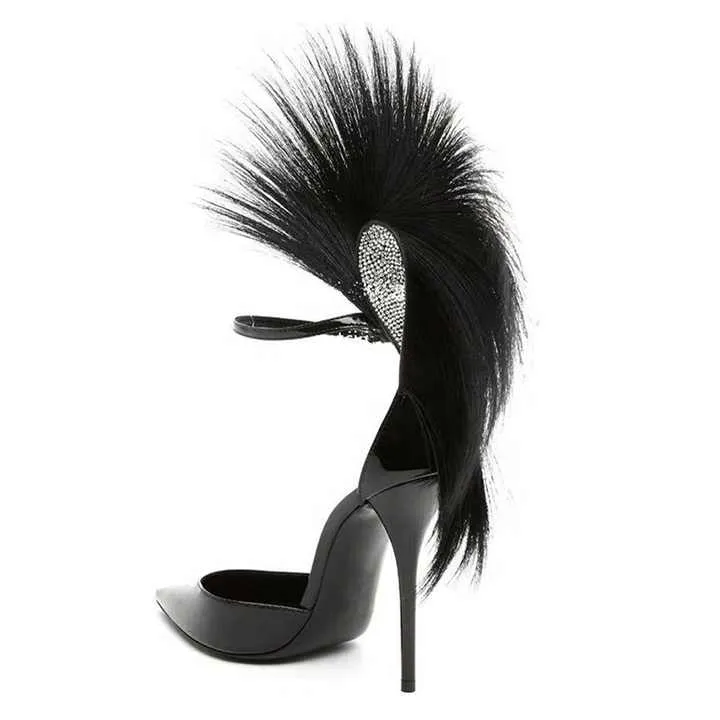 أحذية نسائية عالية الجودة من الفرو والريش والألماسHigh Quality Women's Fur, Feather and Diamond Shoes