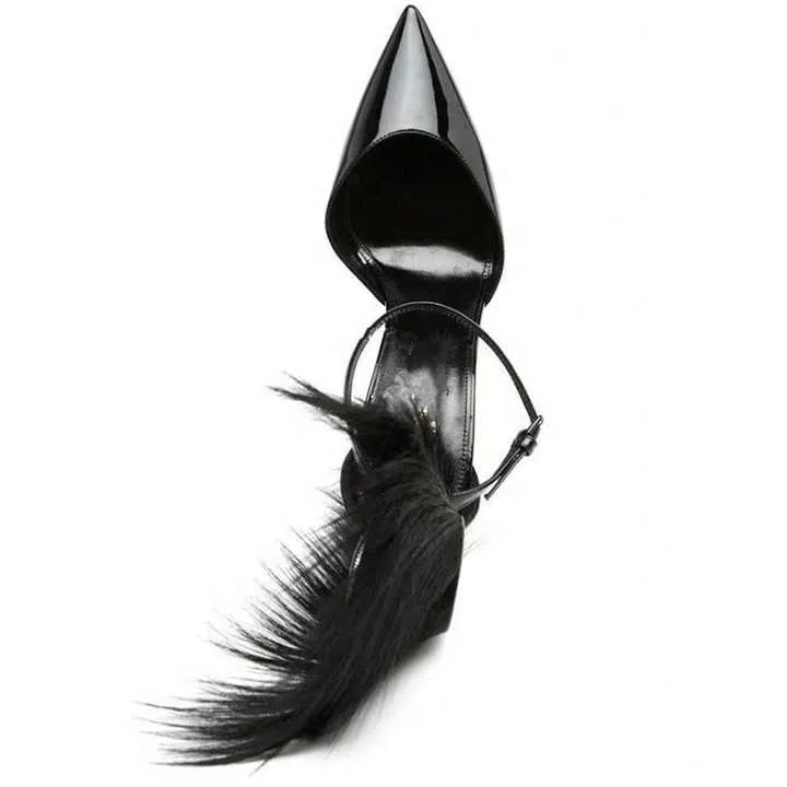 أحذية نسائية عالية الجودة من الفرو والريش والألماسHigh Quality Women's Fur, Feather and Diamond Shoes