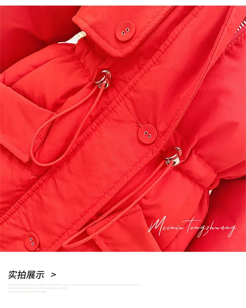 2023 New Thick Warm Long Coats Children's Outdoor Clothes Winter Jacket For Girls Fashion Hooded Outerwear Kids Cotton Parkas