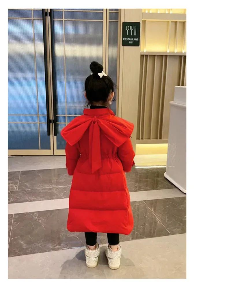 2023 New Thick Warm Long Coats Children's Outdoor Clothes Winter Jacket For Girls Fashion Hooded Outerwear Kids Cotton Parkas
