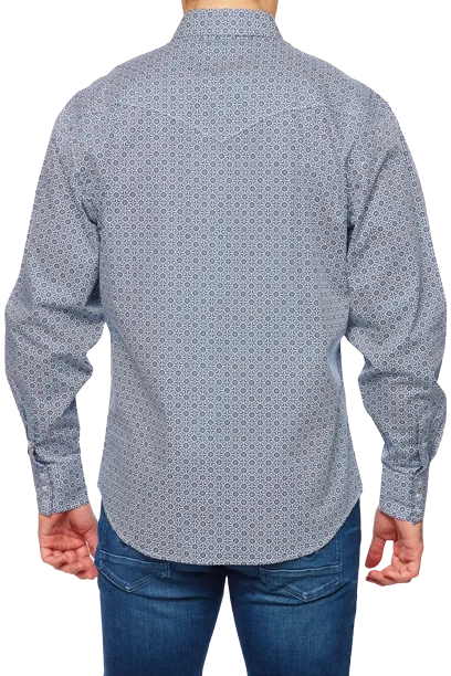 Avalon Rodeo Clothing Men's Blue Print Snap Western Shirt