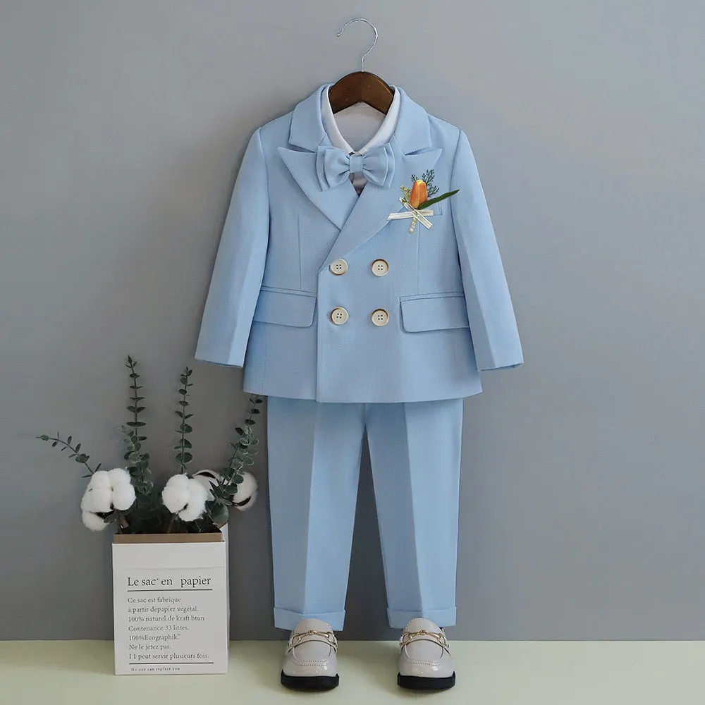 British Style Boys Wedding Suit - Sky Blue