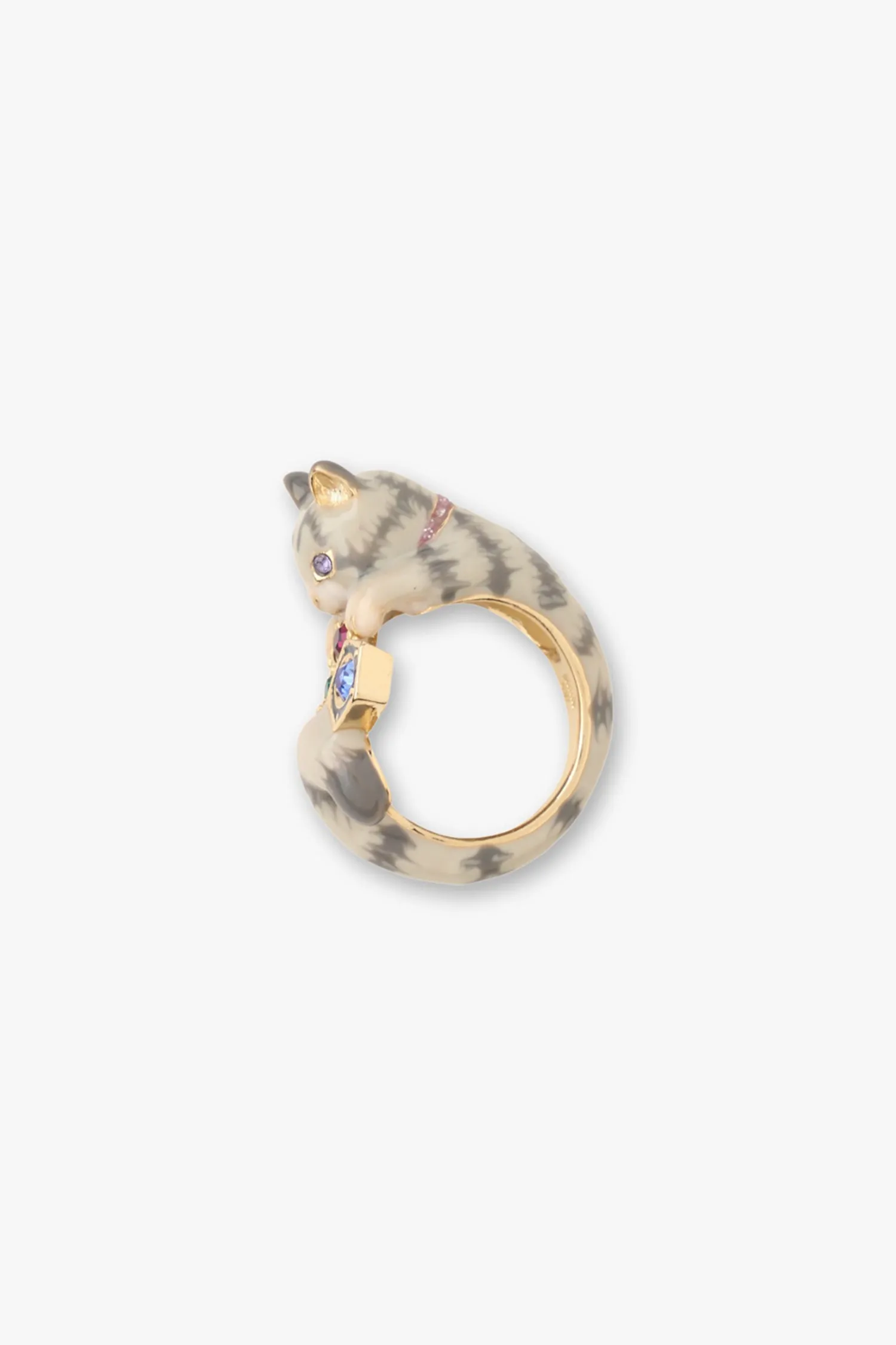 Curled & Cozy Cat Ring - Grey Multi