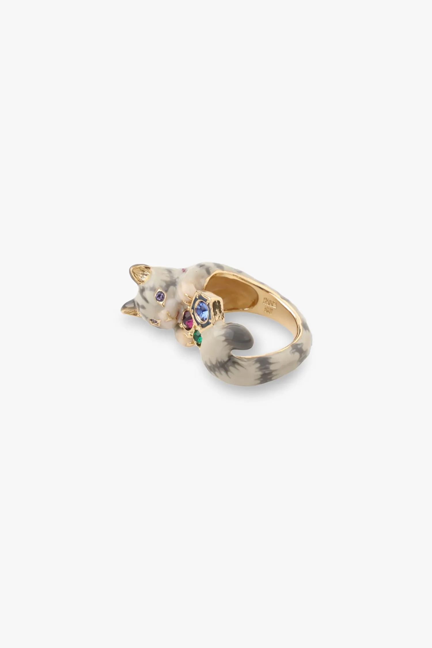 Curled & Cozy Cat Ring - Grey Multi
