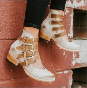 Dixie | Vintage Leather Heels with Buckle