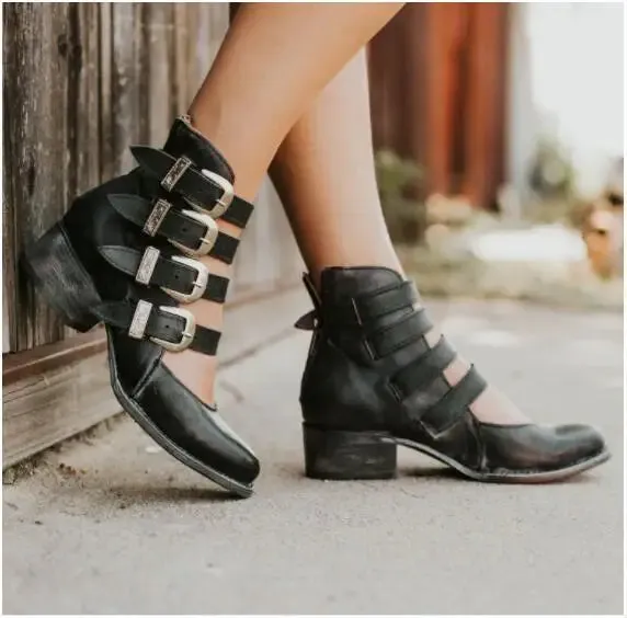 Dixie | Vintage Leather Heels with Buckle