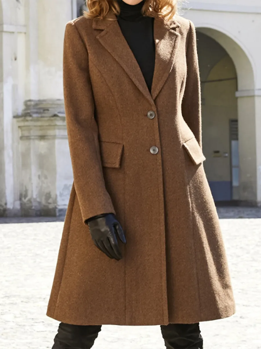 Fashion Long Sleeved Lapel Warm Coat