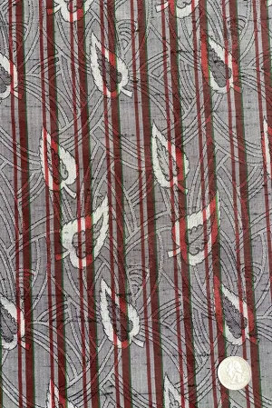 Gray Red 121ac Silk Jacquard