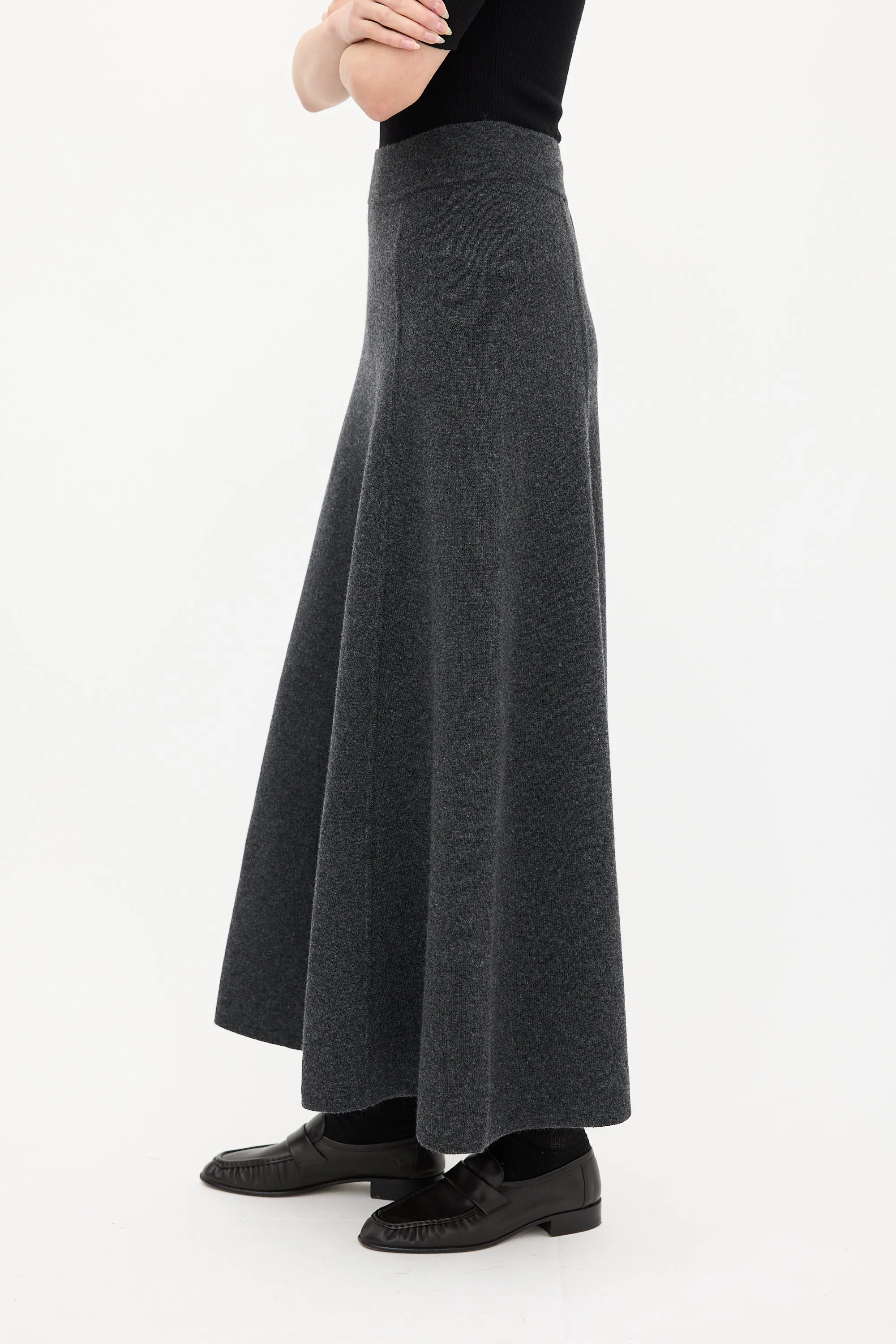 Grey Wool A-Line Skirt