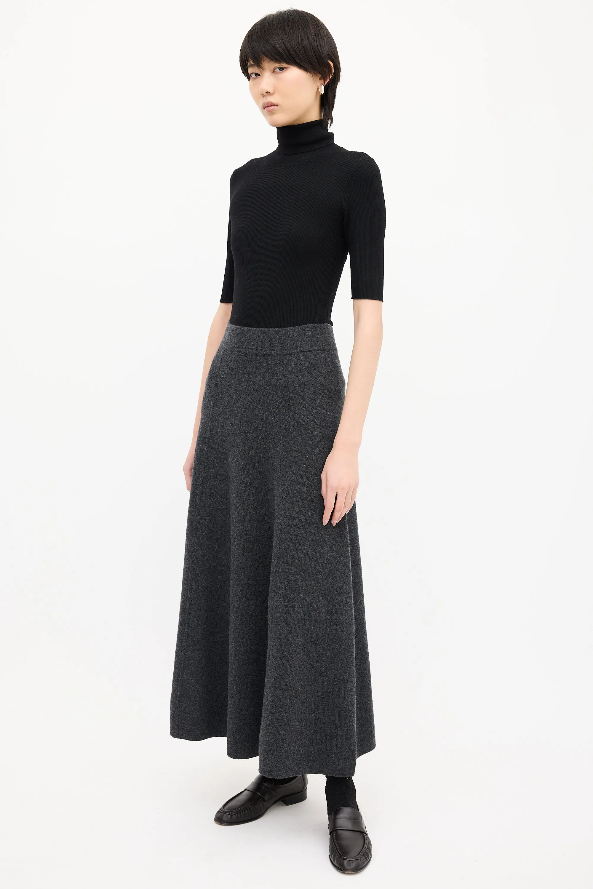 Grey Wool A-Line Skirt