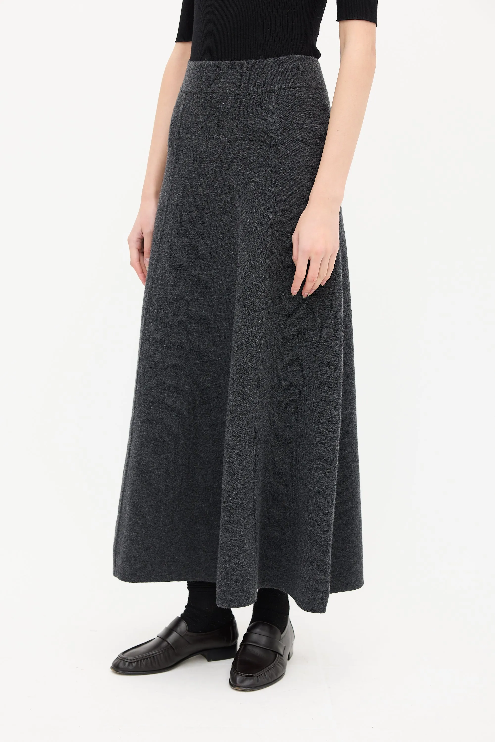 Grey Wool A-Line Skirt