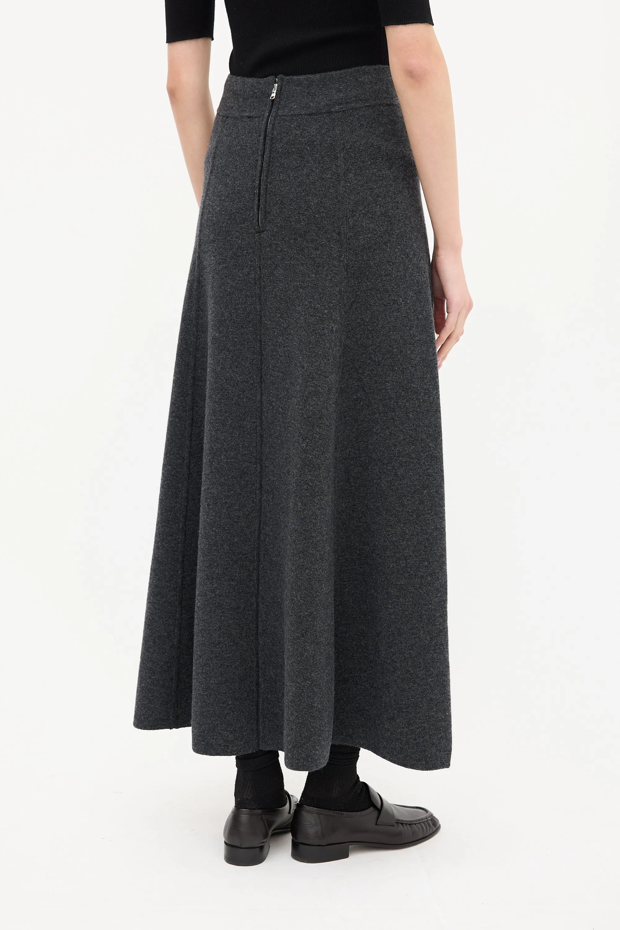 Grey Wool A-Line Skirt
