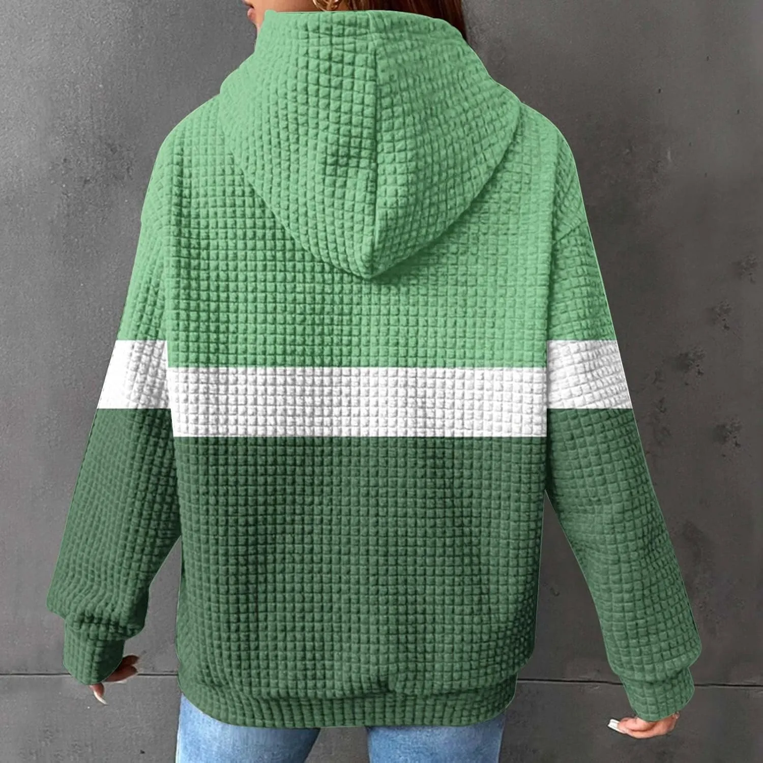 Lastesso Fall Clothes for Women 2024 Long Sleeve Oversized Hooded Pullovers Comfy Waffle Front Pockets Sweatshirts Hoodies