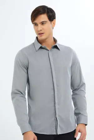 Men Grey Plain Formal Shirt