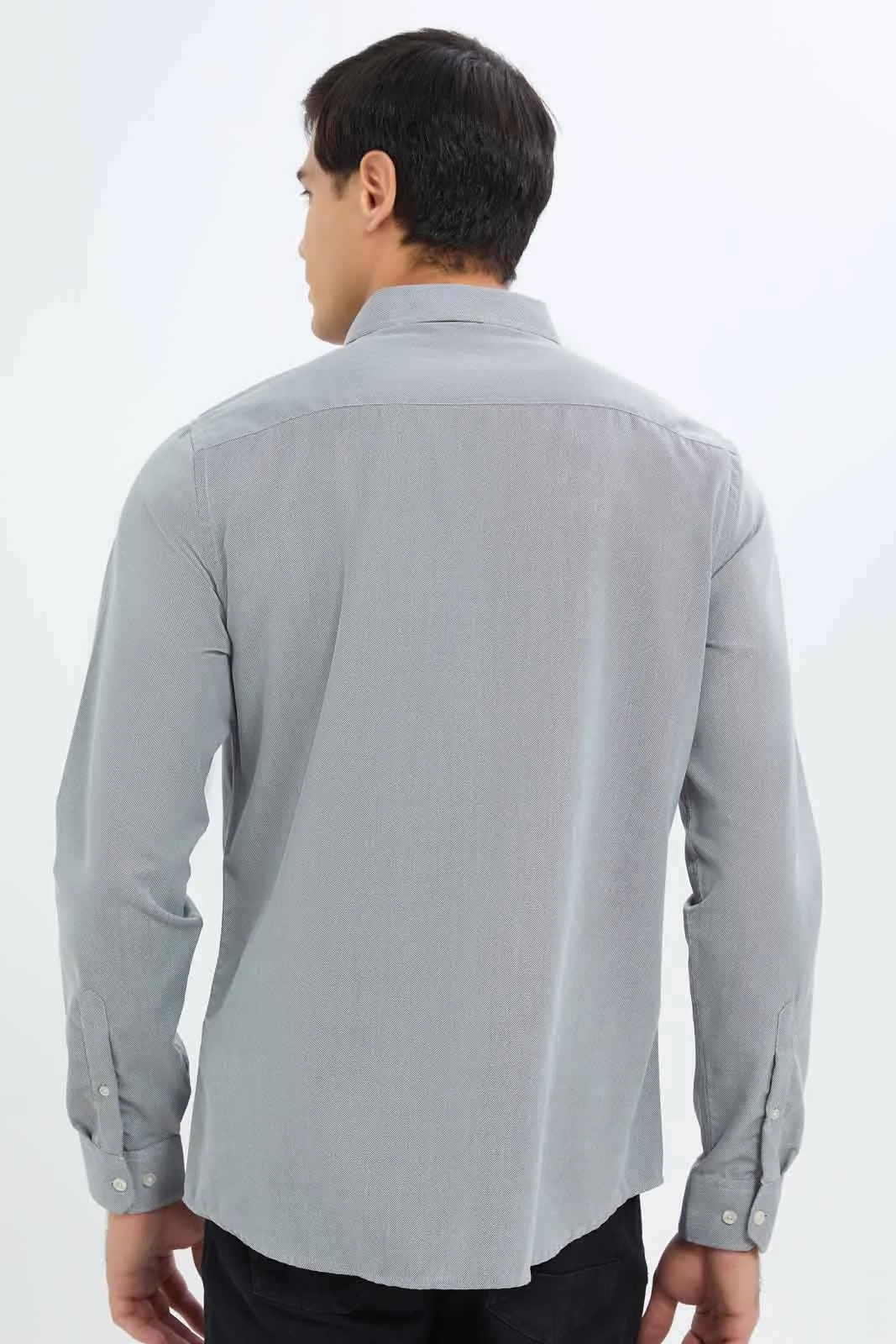 Men Grey Plain Formal Shirt