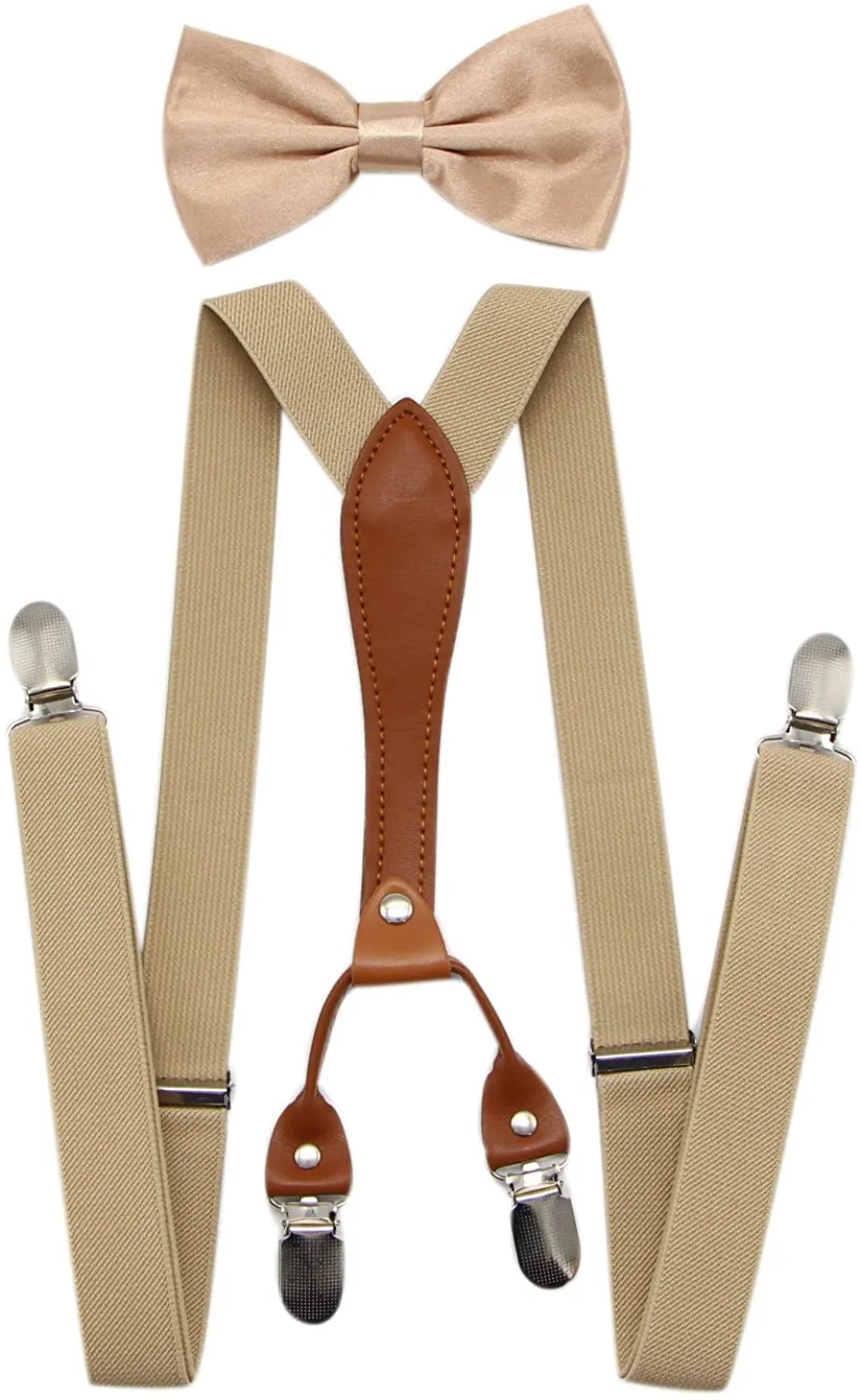 Men's Elastic Formal X Band Suspenders   Bowtie Set for Wedding, Formal Events