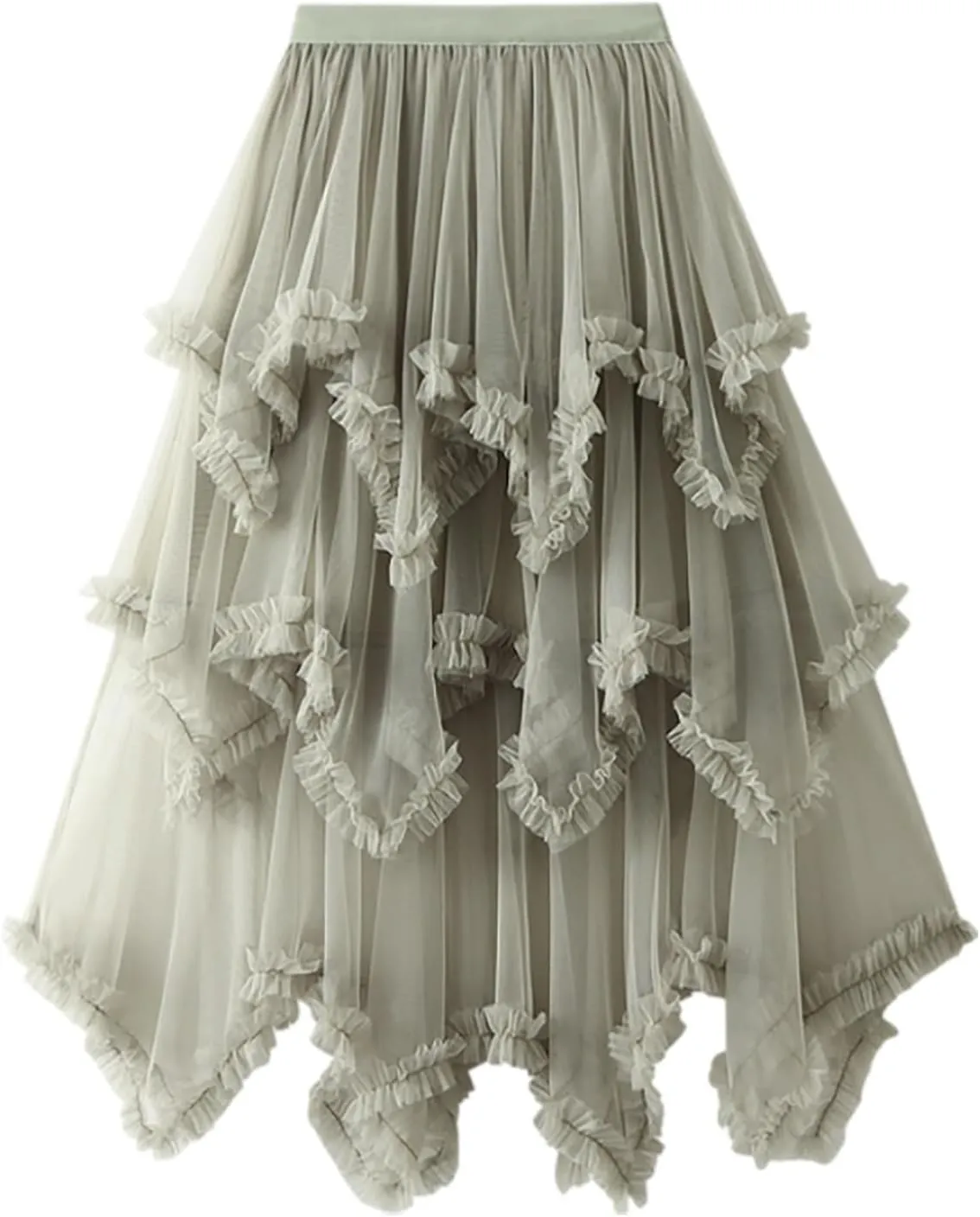 Midi Skirts for Women Women Mesh Solid Skirt A Line Color Waist Long Skirt High Skirt