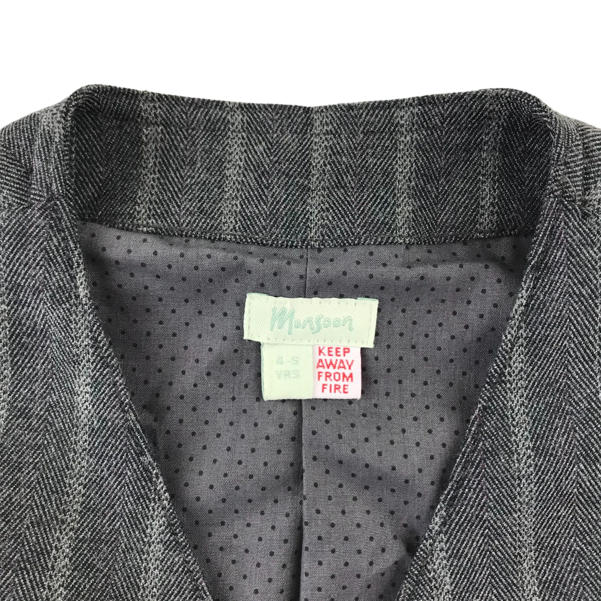 Monsoon waistcoat 4-5 years grey stripy pattern formal