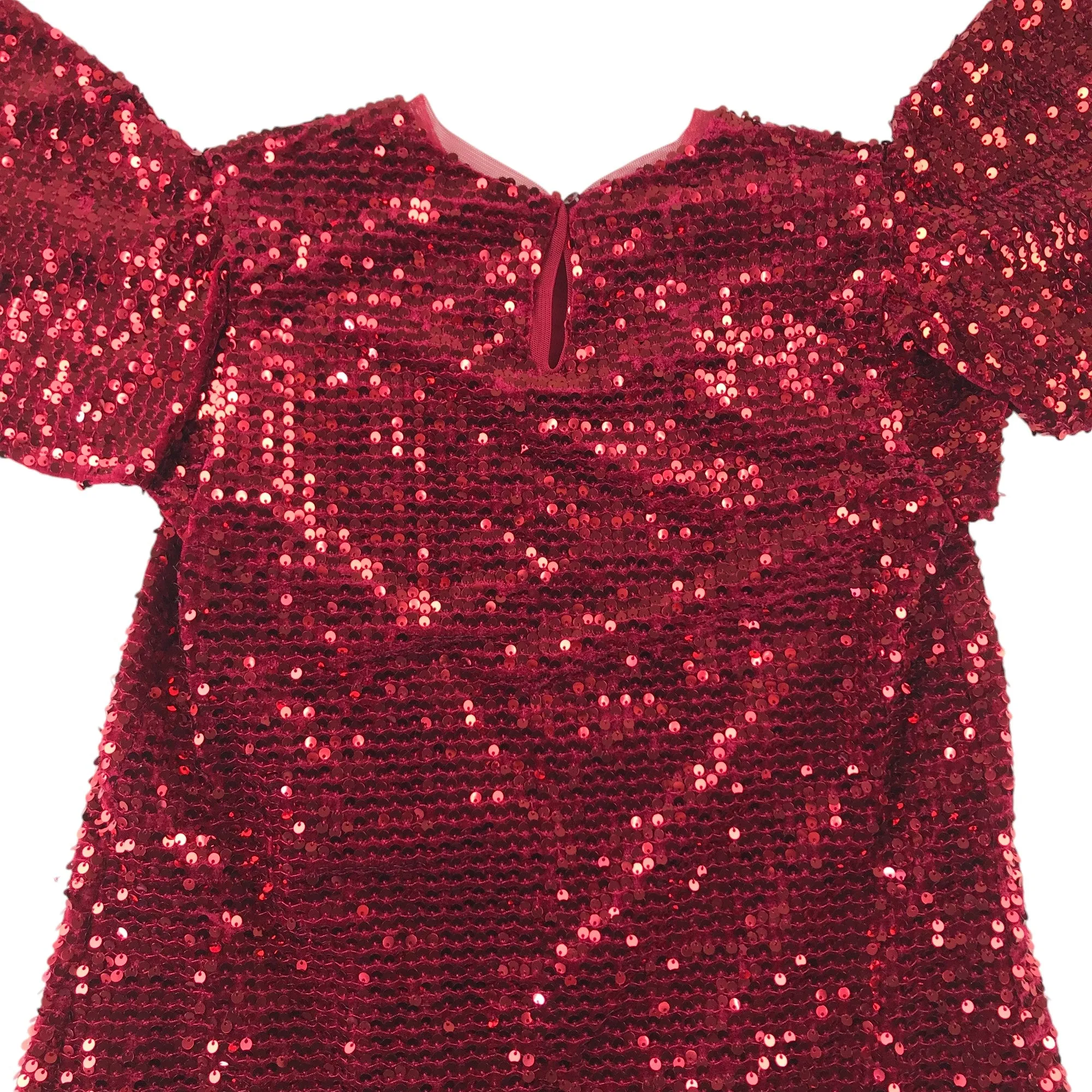 Next dress 12-13 years red sequin butterfly sleeve A-line