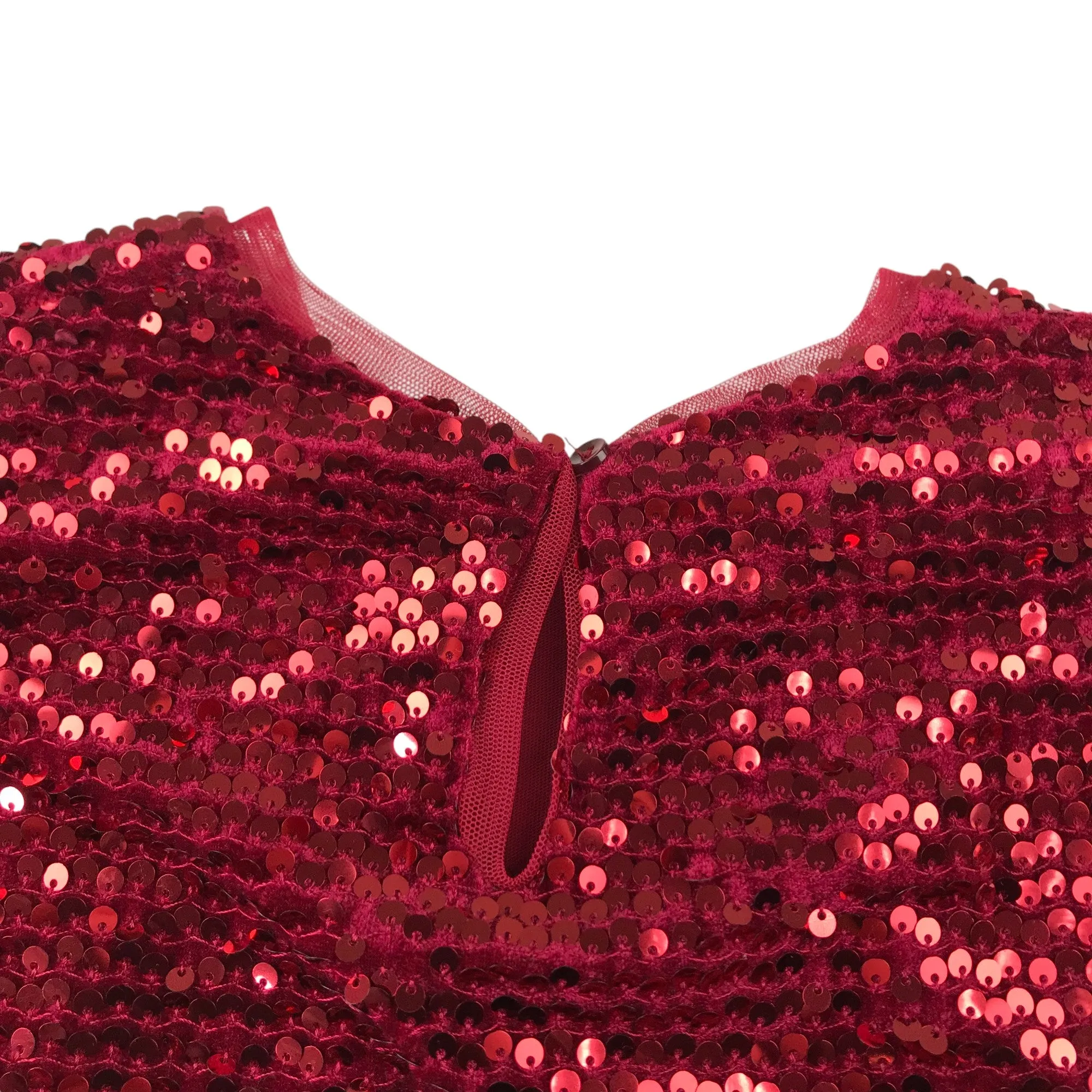 Next dress 12-13 years red sequin butterfly sleeve A-line