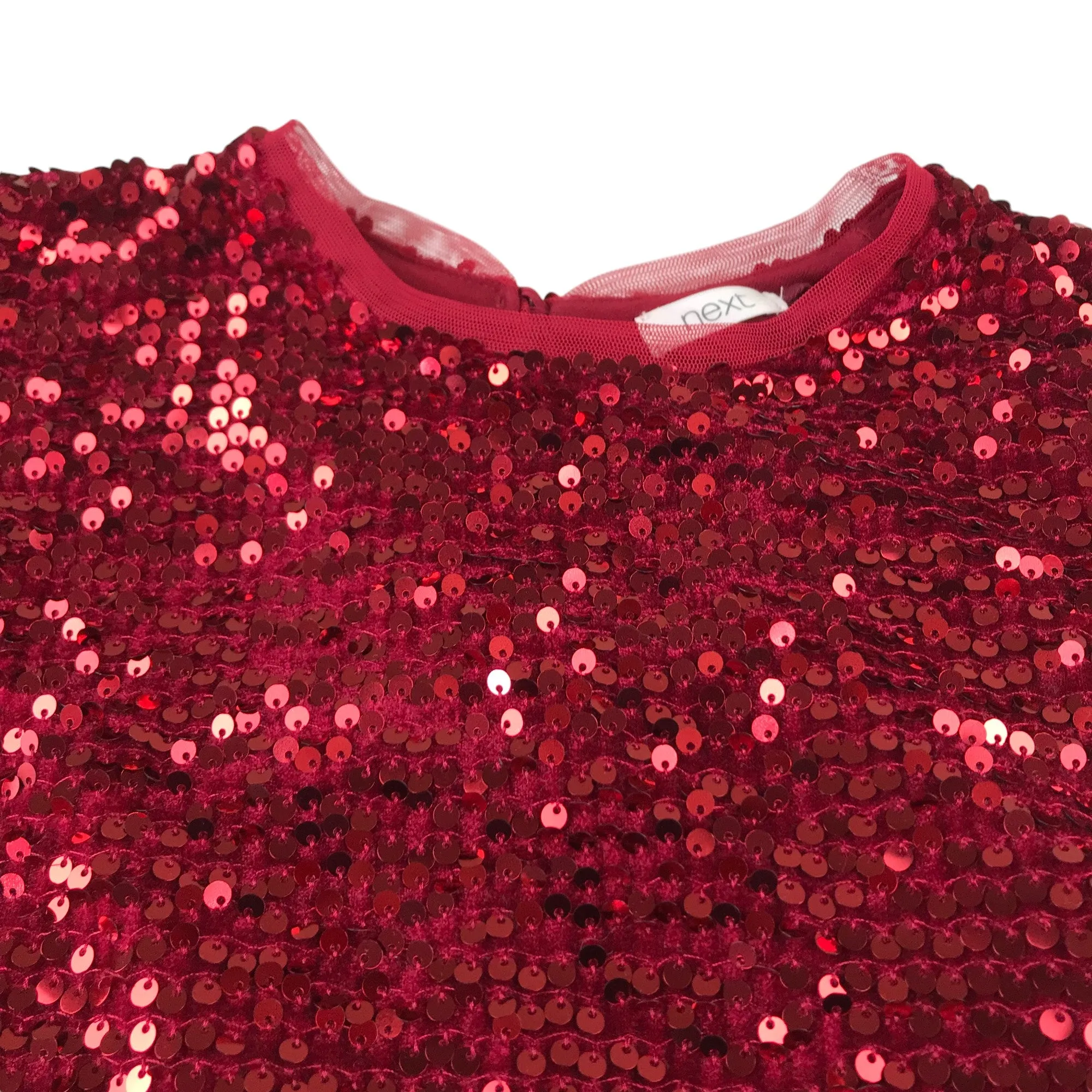 Next dress 12-13 years red sequin butterfly sleeve A-line