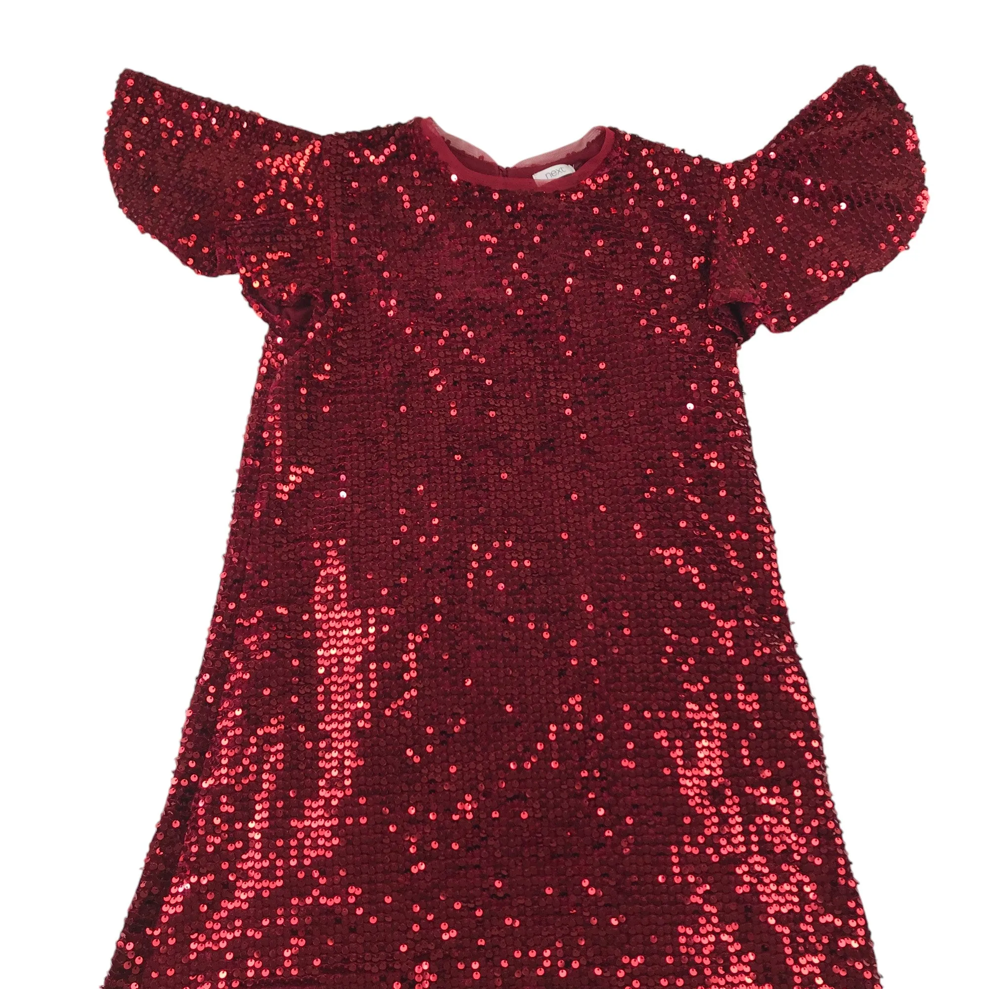 Next dress 12-13 years red sequin butterfly sleeve A-line