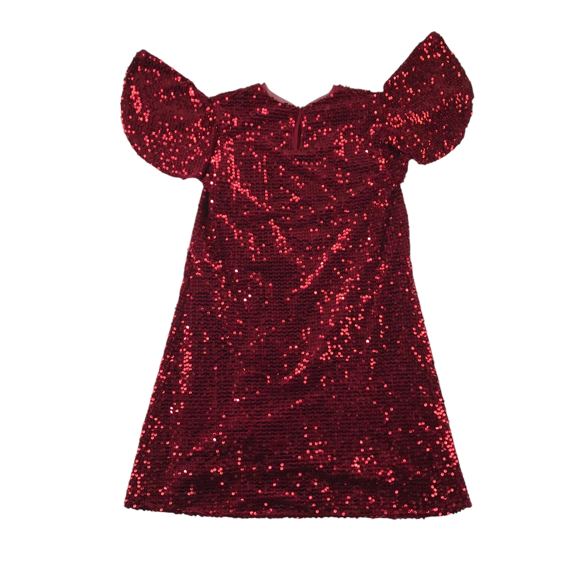Next dress 12-13 years red sequin butterfly sleeve A-line