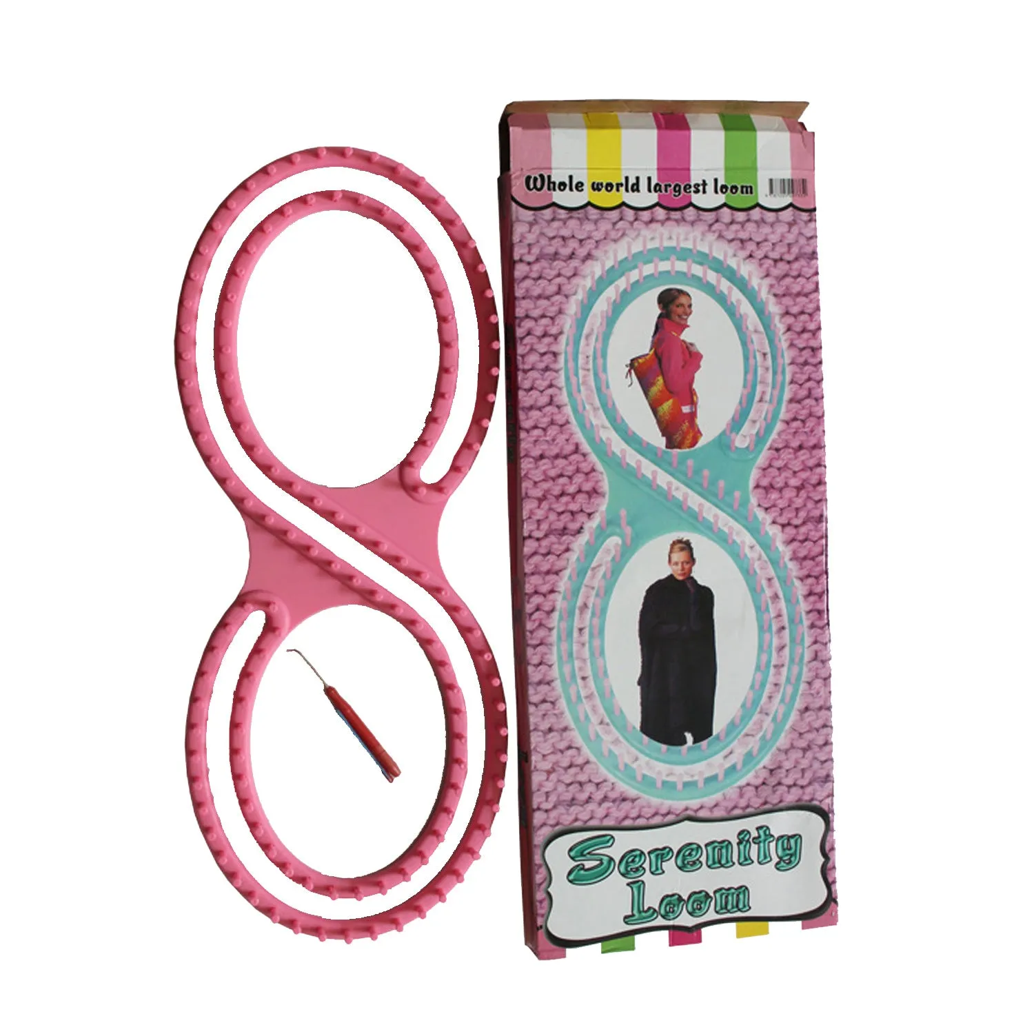 Poppy Crafts 25.5cm Afghan Loom Knitting Tool & Accessories - Pink