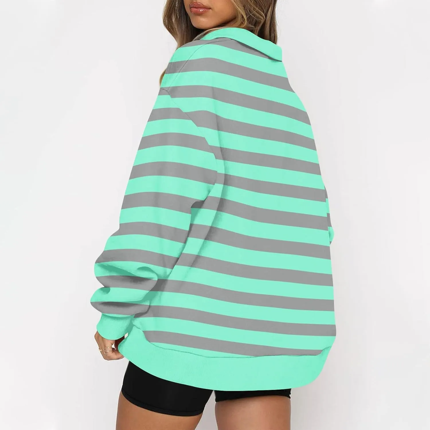 Quarter Zip Pullover Women Oversizds Trendy Sweatshirts Fall Outfits 2024 Fitted Comfy Vintage Pullover Sweatshirts