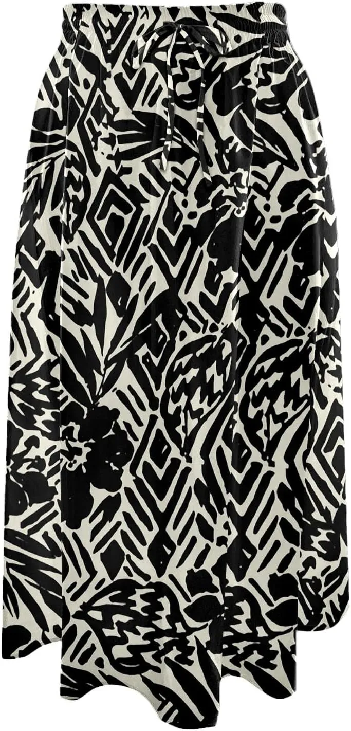 Summer Midi Skirt for Women Elastic Waist Flowy Floral Long Skirts Boho Vacation Beach A-Line Skirts 2025 Fashion