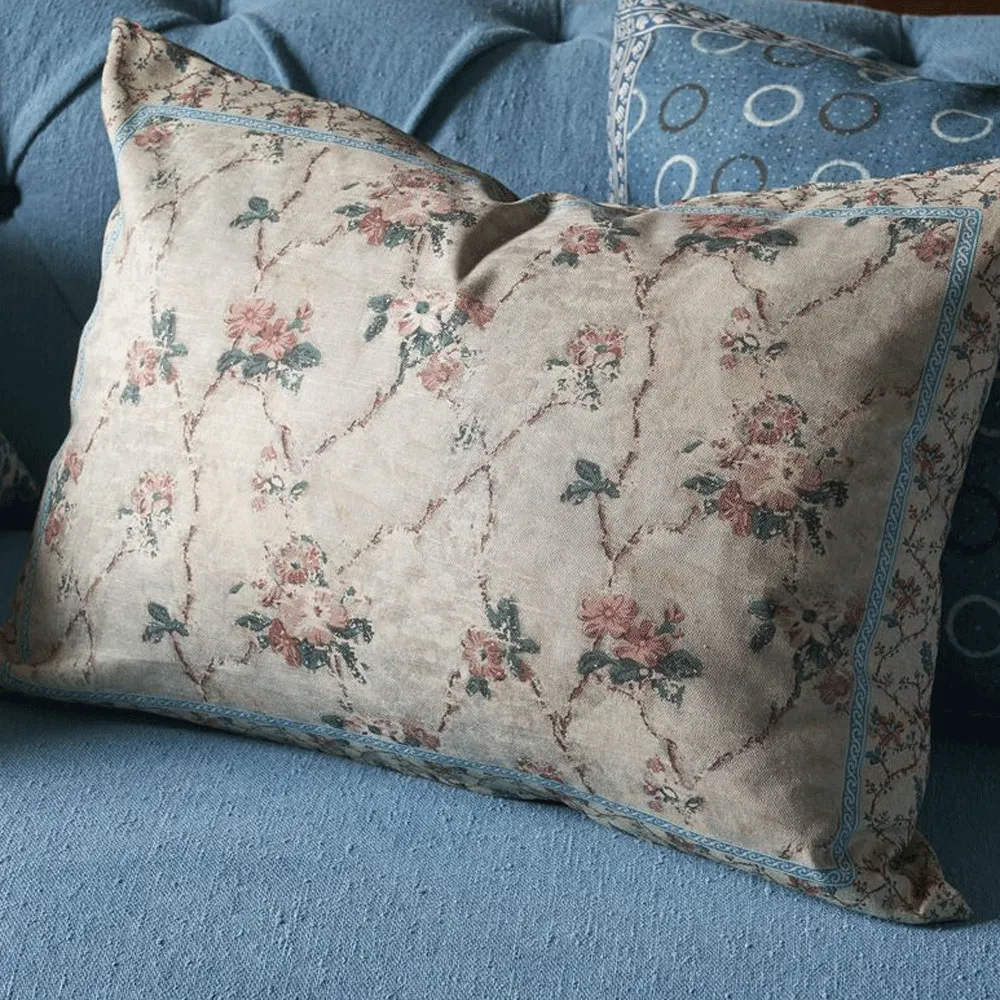 Vintage Floral Linen Cushion
