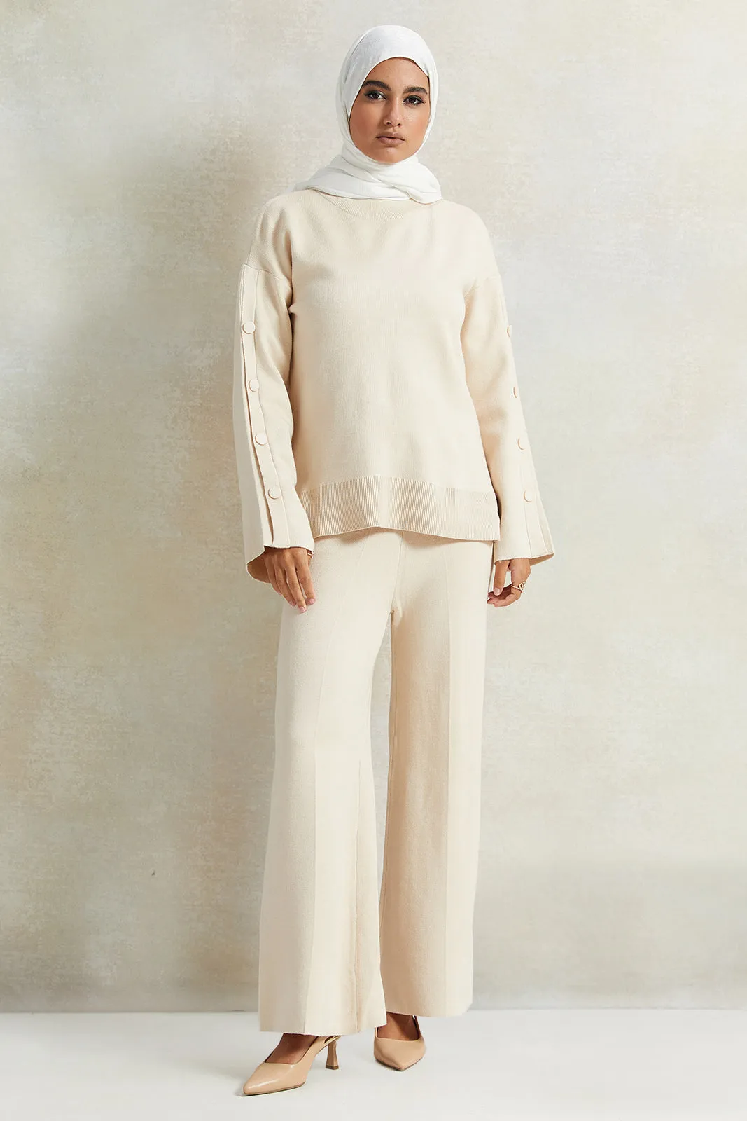 Women Beige Button Detailed Top