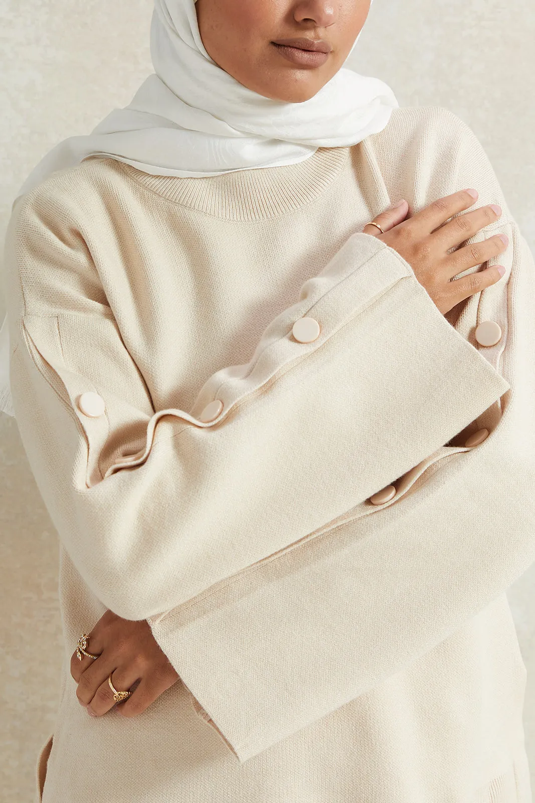 Women Beige Button Detailed Top