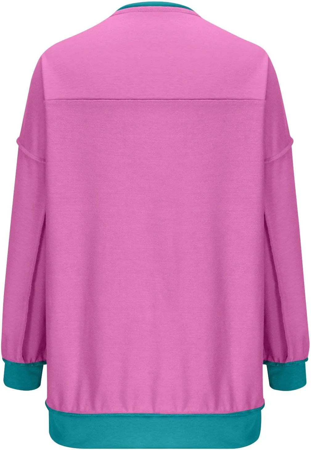 Women Oversized Sweatshirt Tops Colors Block Cute Sweater Comfort Button Ncek Pullover 2024 Fall Fashion Clothing