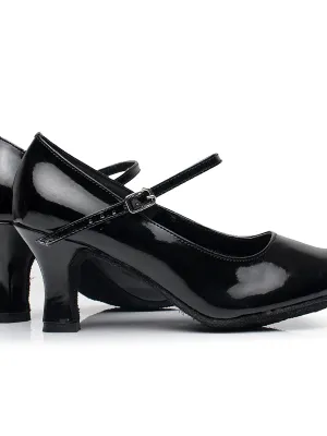 Women's Dancewear Shoes High Heel Round Toe PU Leather Ballroom Shoes